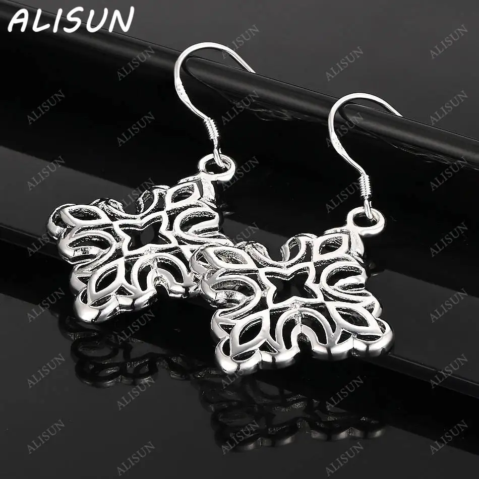 

ALISUN 925 Sterling Silver Retro Rhombus Earrings Drop Earrings For Women Fashion Jewelry Charm Grace Noble Wedding Accessories