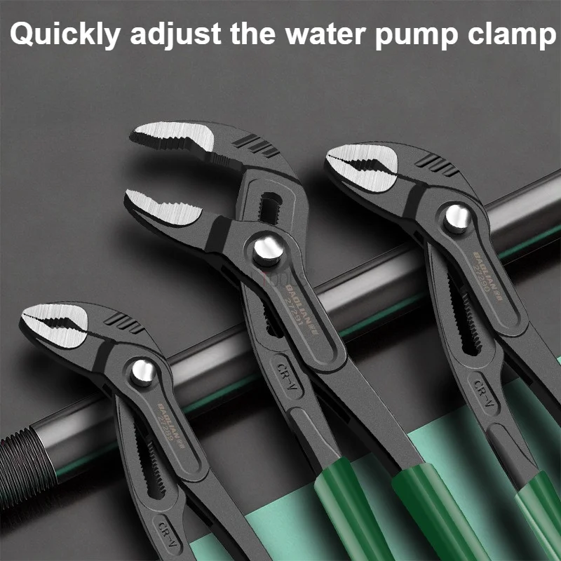 

Water Pump Pliers Water Pipe Pliers Quick Adjustment Large Opening Multifunctional and Multi Gear Adjustable Stable Fast Clamp