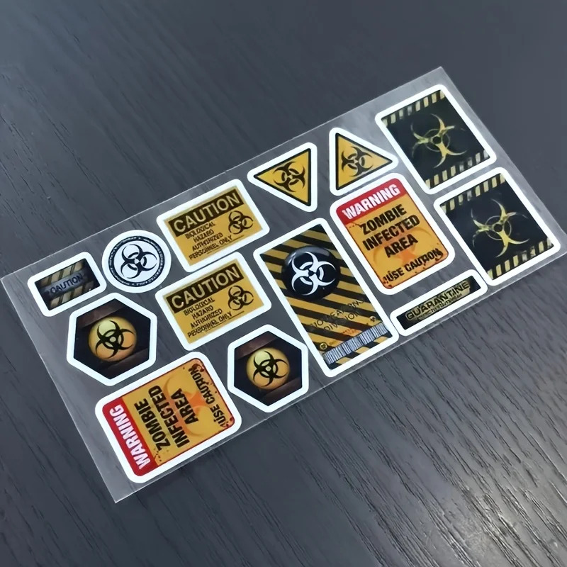 14PCS Nuclear Radiation Biohazard Biochemistry Vinyl Sticker Graphic Decals Emblem For Car Bike