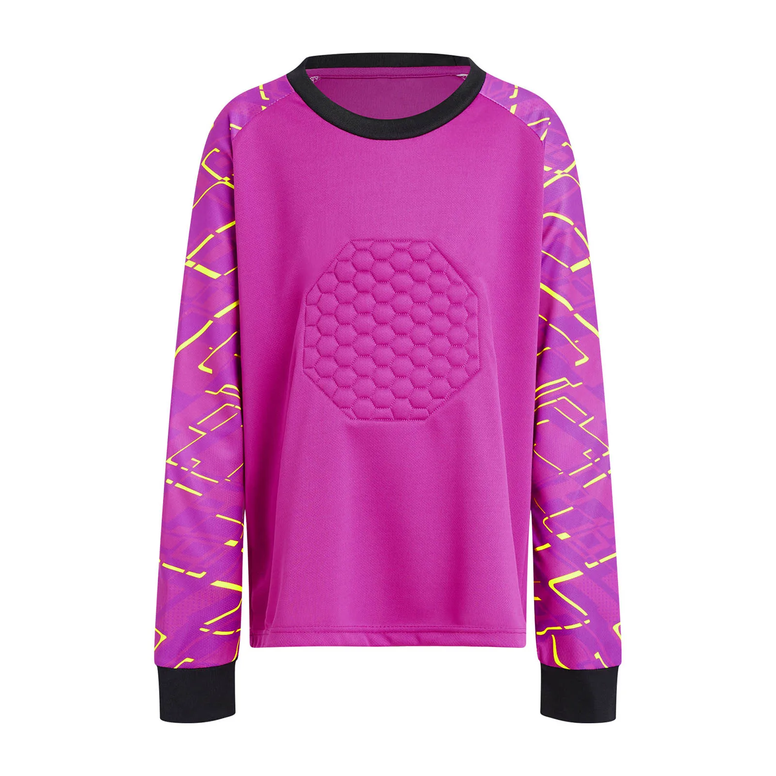 Kids Boys Girls Football Goalkeeper Tops Geometric Print Long-sleeve V-neck Protective Jersey for Soccer Match Training Workout