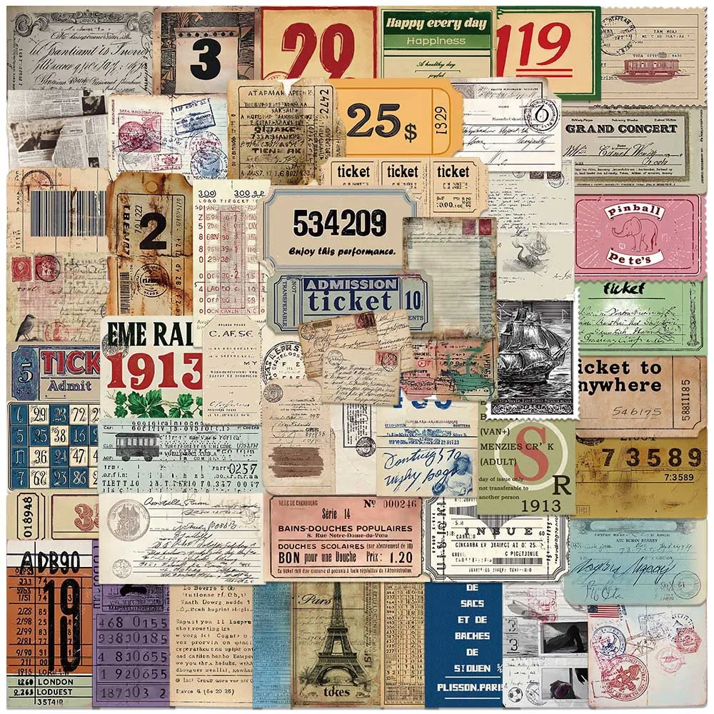 

10/50PCS Retro Stamp Note Graffiti Sticker DIY Creative Decoration Mobile Phone Case Notebook Water Cup Toy Gift Sticker