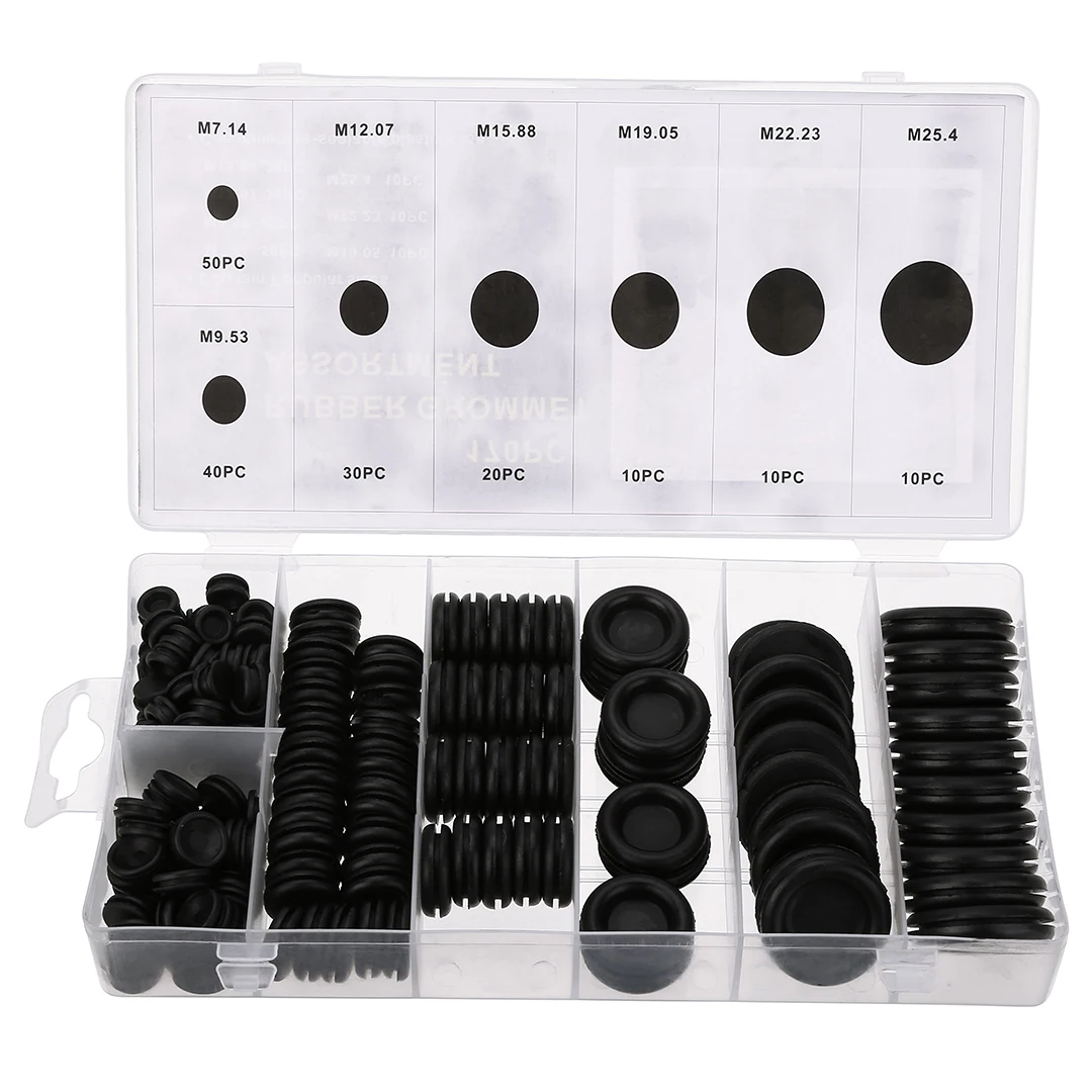 170pcs Rubber Grommet Firewall Hole Plug Set Car Electrical Wire Gasket Kit