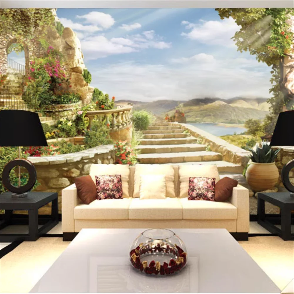 custom Mediterranean landscape wallpaper Continental architecture bedroom mural street wall paper for living room wall painting