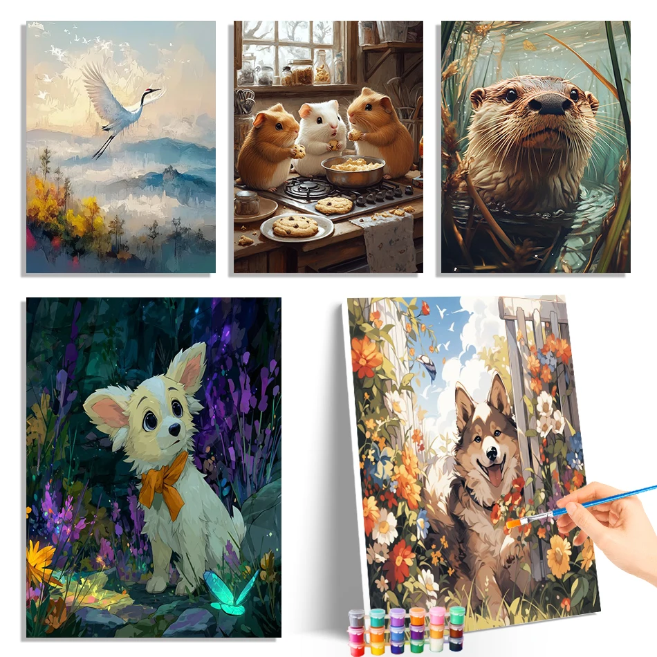 

GATYZTORY Painting By Numbers Draw Animals Watercolor Picture Paint On Canvas Acrylic Paints Paint Kit Handmade Canvas Wall Art