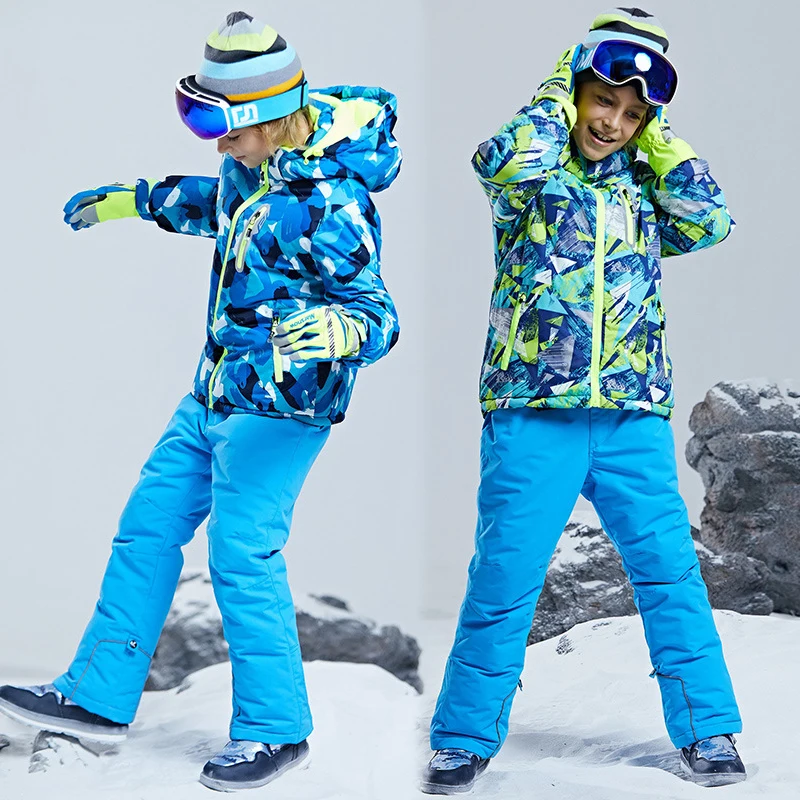 

2022 New Children Ski Set Boy Outdoor Snowboard Jackets Thickened Warm Teenage Kids Ski Suits Snow Pants Windproof Waterproof