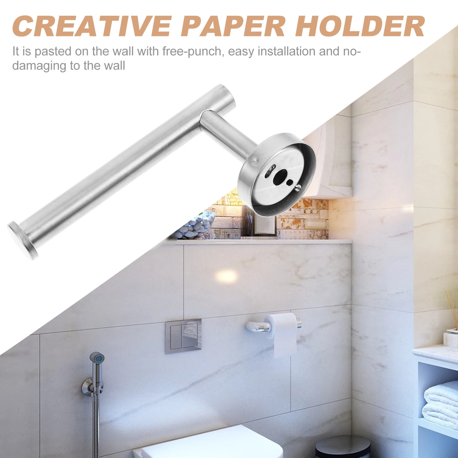 

1Set Stainless Steel Toilet Paper Holder Wall Mount Roll Paper Stand Easy Wash Bathroom Tissue Rack Practical Tissue Holder