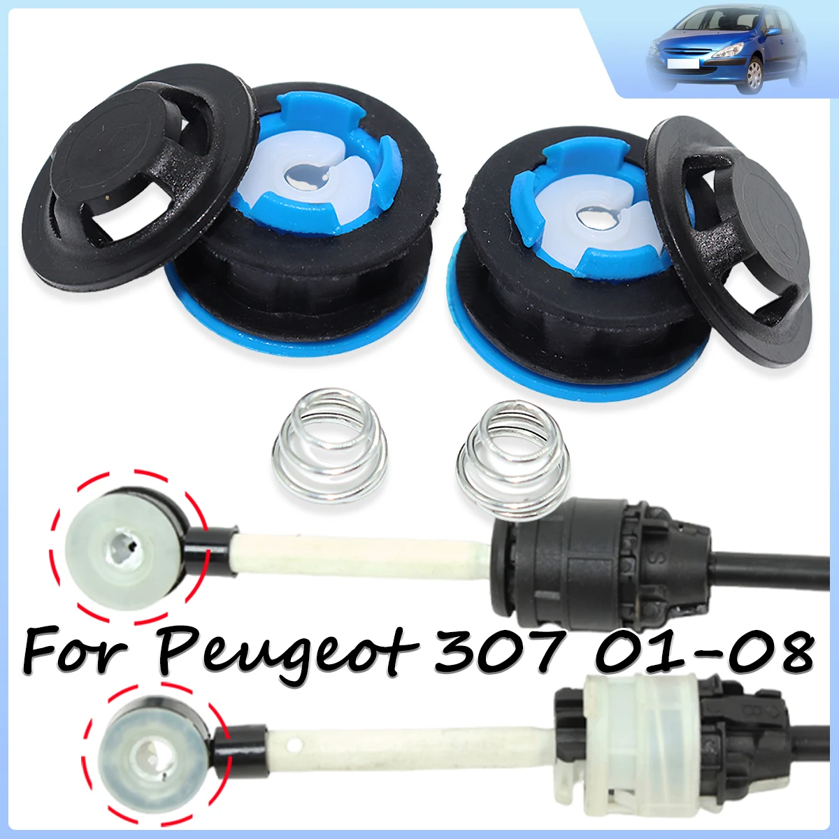 

2Kit Upgrade MT Gear Shift Cable Linkage End Rod Bushing Gearbox Shifter lever Selector Grommet Repair For Peugeot 307 2001-2008