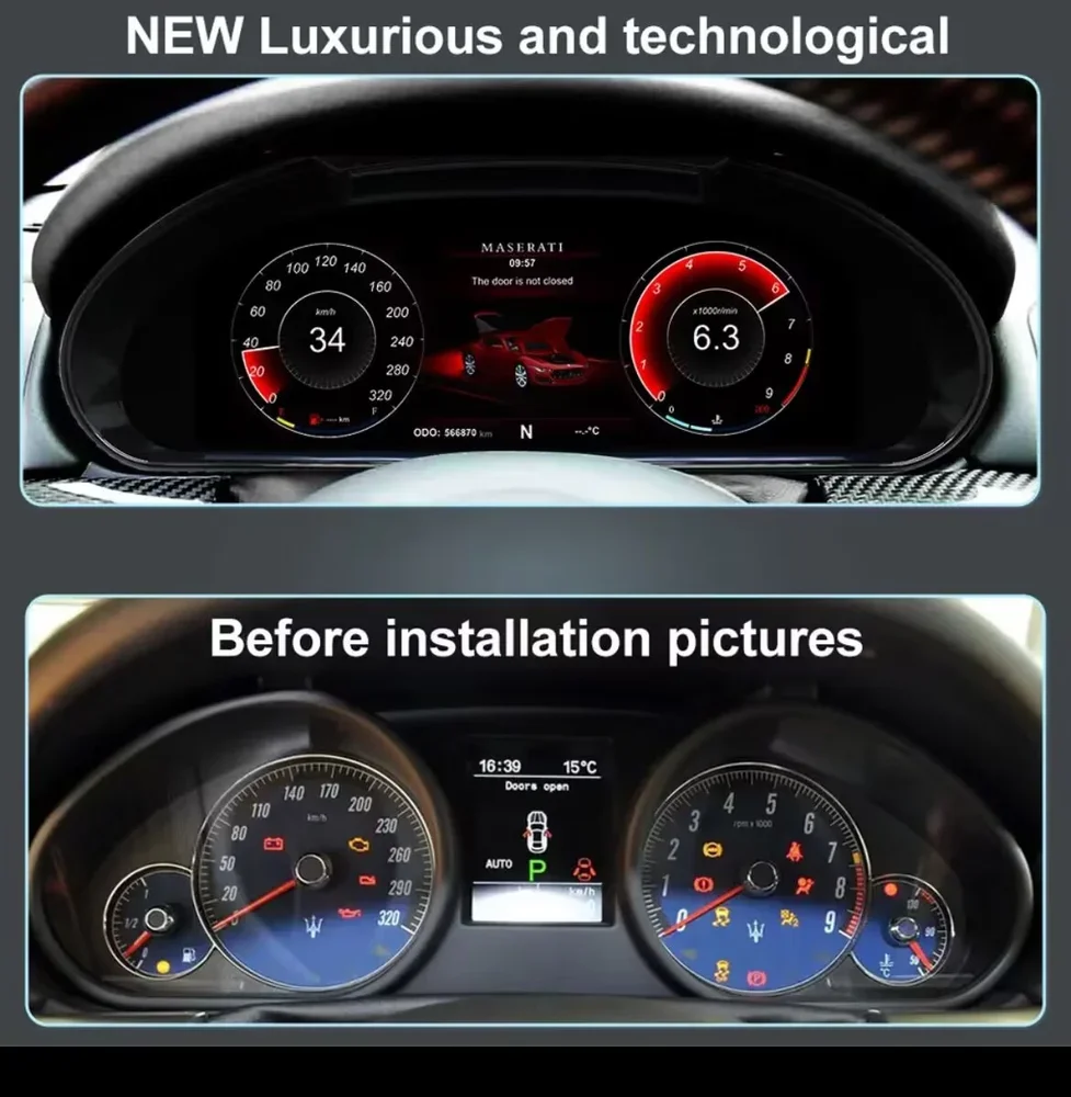 

12,3-дюймовый ЖК-спидометр на приборной панели, подходит для Maserati Levante 2016-2023, виртуальный цифровой кластер, приборная панель, тахометр для кабины