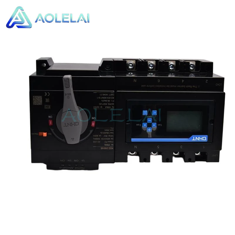 100% New CHNT ATS 100A 125A 250A  4P Dual Power Automatic Transfer Switch With Display Control Panel NXZ-250/4A NXZ-250/4B