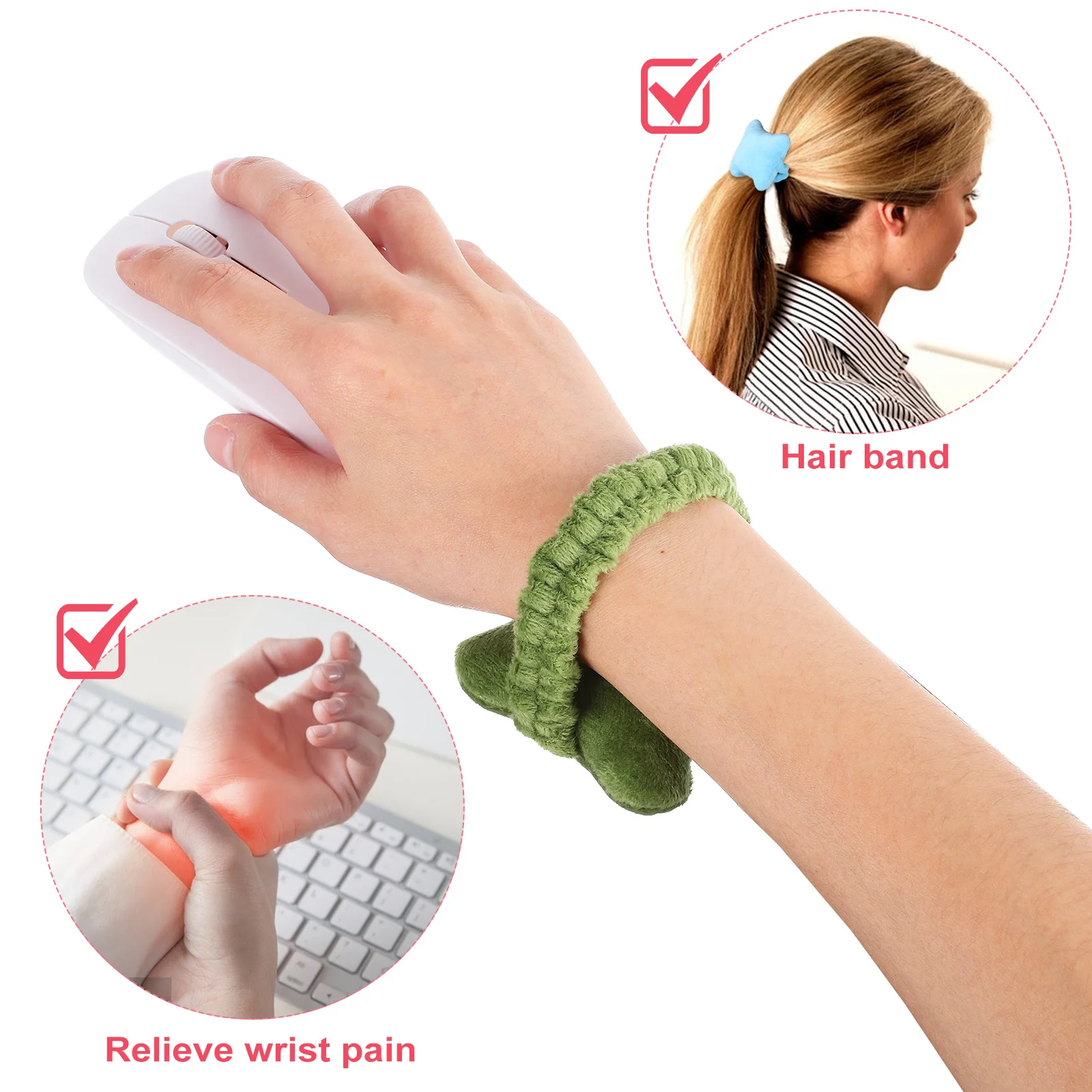 

4Pcs Mouse Wrist Support Pad High-Density Foam for All-Day Snugly Around Wrist Mouse Mat