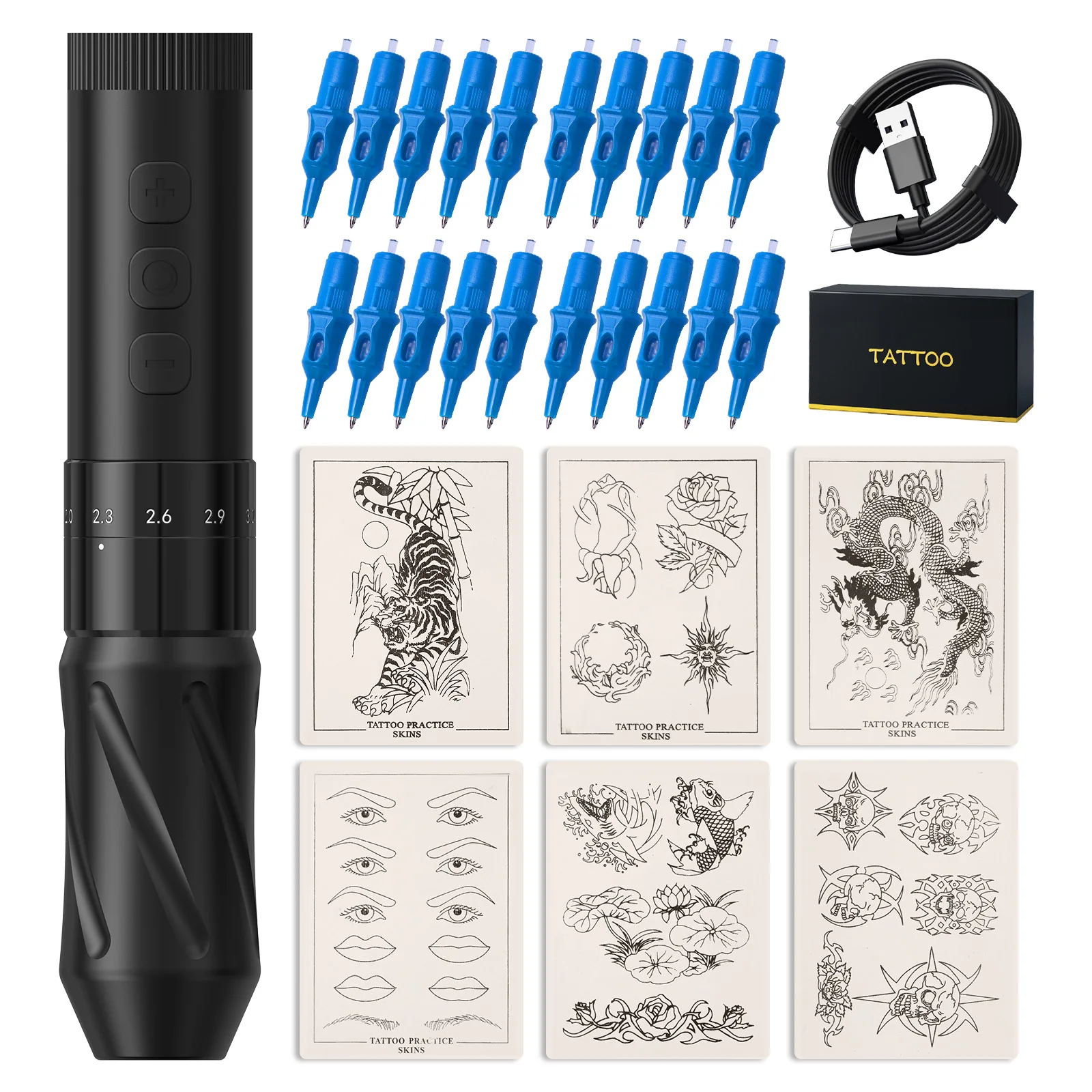 

Tattoo Pen T-Rex Wireless Rotating Tattoo Machine, adjustable 6 stroke lengths 2.0mm-3.5mm Permanent Makeup Tattoo Machine Kit