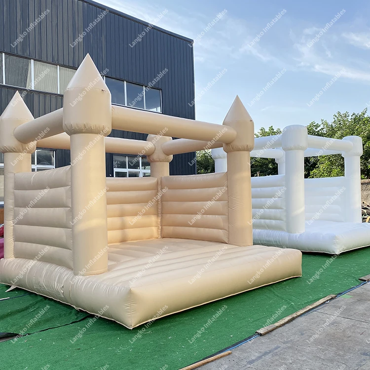 Outdoor commercial tan brown beige inflatable castle white bounce house for moonwalk wedding party