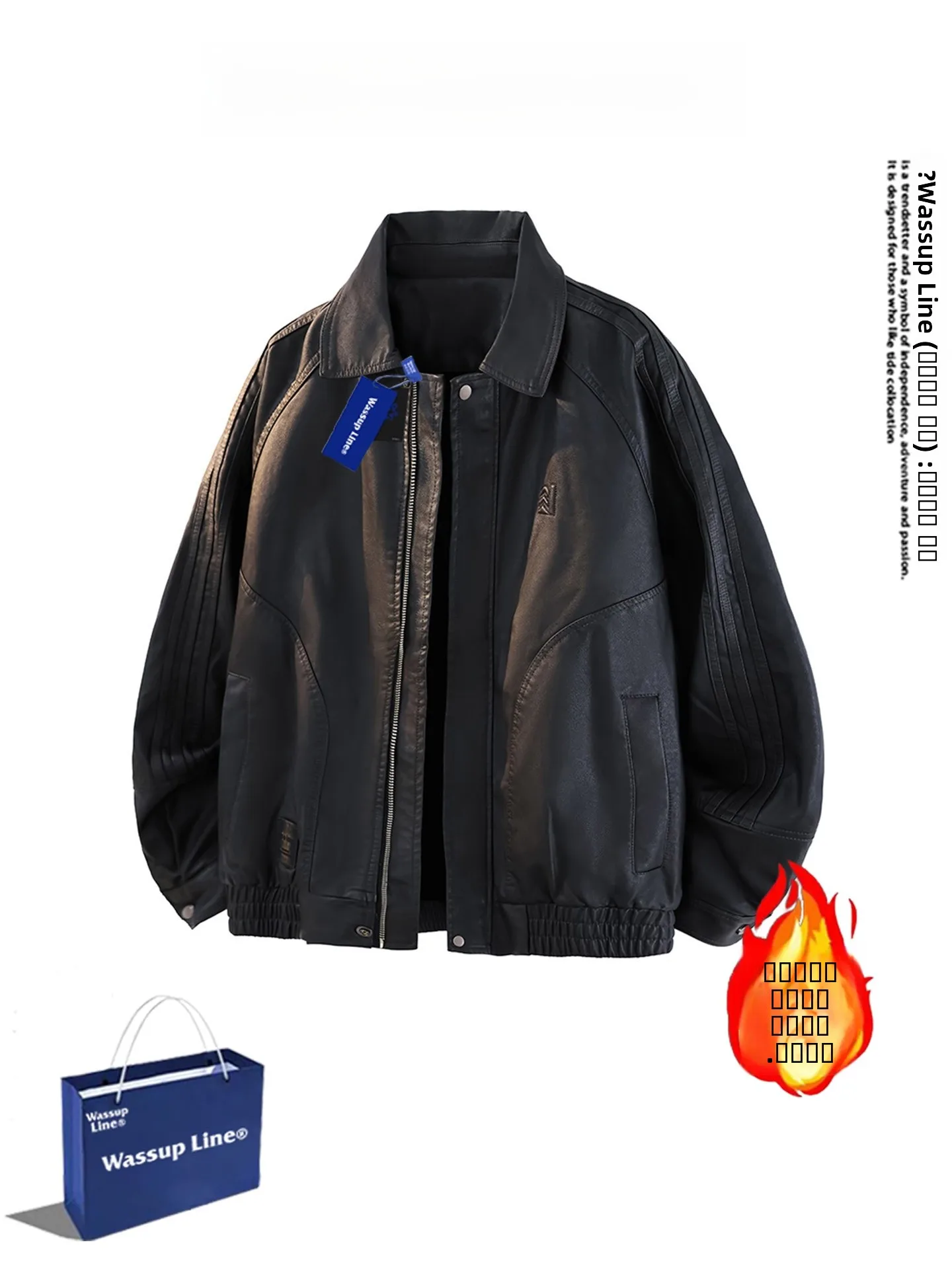 

Wassup Line Men's Fce Lined Jaet Warm Sli Winter Coat Heavyweight Polyester Nylon Cosite Fiber Zipper Closure