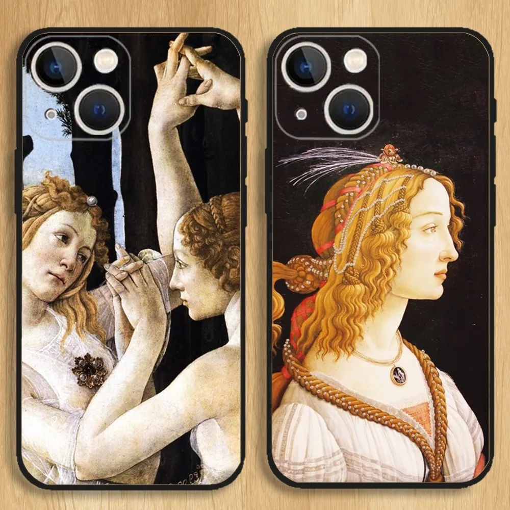 

Sandro Botticelli Renaissance Art Phone Case For iPhone15,14,13,12,11,Pro,Max,Plus,Mini,X,XS,XR,8,7,6,S,Plus,SE Soft Black Case