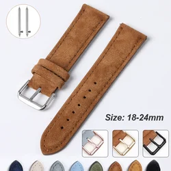 Vintage Suede Leather Watch Strap 18mm 19mm 20mm 21mm 22mm 24mm Brown Grey Handmade Watchband Universal Replacement Wristband