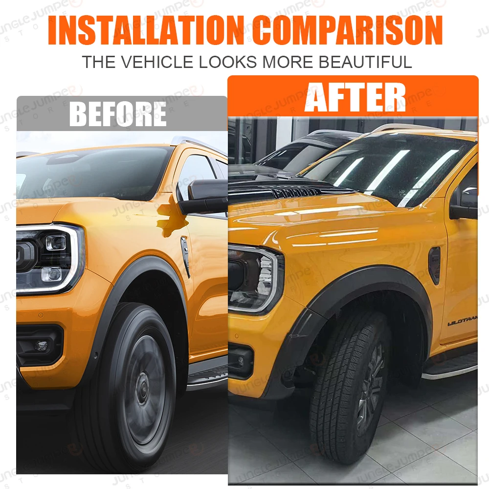 Fender Flares Wheel Arch For Ford Ranger Next Gen 2023 2024 2025 Wildtrak Wildtrak-X with Parking Sensor Car Exterior Accessorie