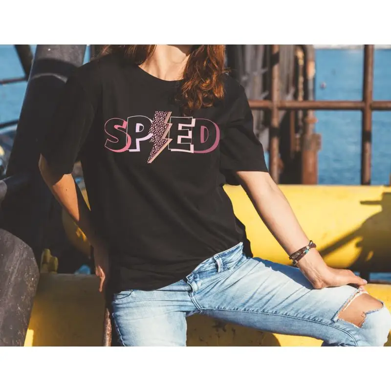 

Sped Teacher T Shirt Empowering Lightning Bolt Cheetah Print Special Education