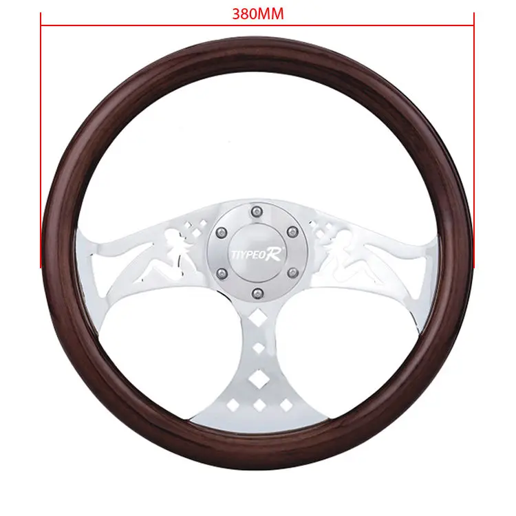 Racing 380mm 15in Classic Grant Nostalgia Style Wood Grain Steering Wheel Slotted 3 Spoke Steering Wheel Riveted Light Wood Grip