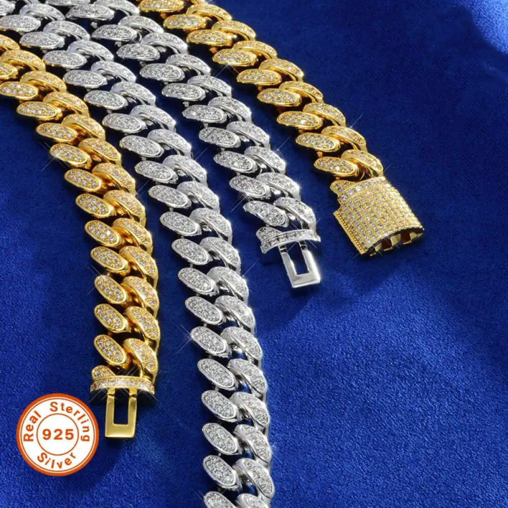 

Factory Wholesale S925 Sterling Silver Vvs Moissanite Cuban Link Chain Necklace for Man