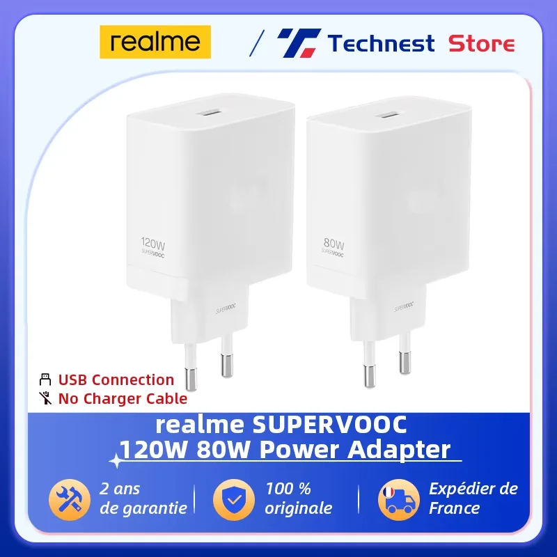 Adattatore di alimentazione originale realme SUPERVOOC 120W/80W USB ricarica rapida per Realme GT 7/GT 7T/GT 7 Pro/14 Pro+