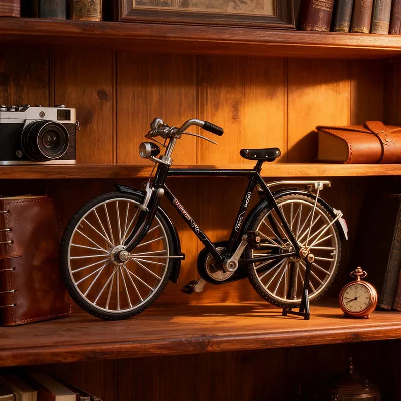 Vintage Bicycle Model Building Kit with 51 Parts, Large DIY Assembly Mini Model, Collectible Decor & Gift for Home and Office