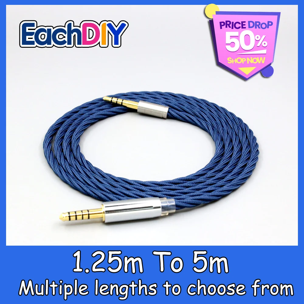 99% Pure Silver OCC Graphene  Sleeved Earphone Cable For Fostex T60RP TR-80 TR-90 Fidelio X2HR Headphone  LN008586