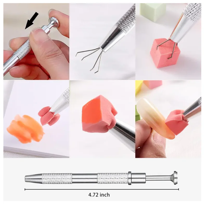 إسفنجات أظافر ناعمة لإسفنجات تزيين الأظافر أومبير مع قلم إمساك أظافر أومبير أدوات تزيين الأظافر ملحقات احترافية #2