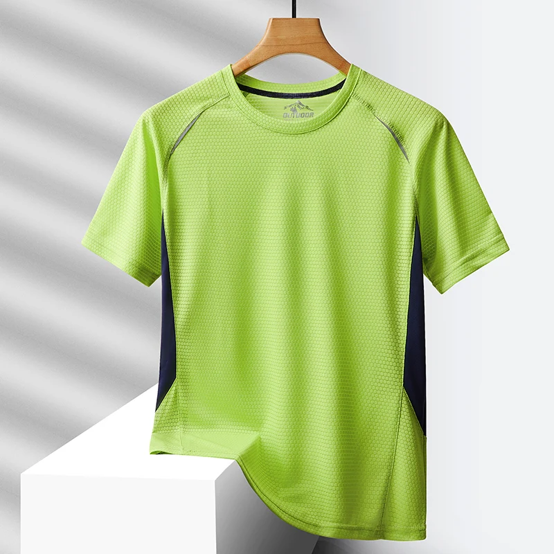 

New Summer Quick Dry Short-Sleeved Men's T-shirt O-Neck Breathable Plus Size Mens Clothing Light-weight Tees Camisas Streetwear