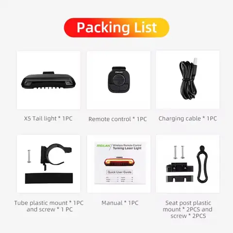 MEILAN X5 Cykel Baklykta Smart USB LED Trådlös Fjärrkontroll Cykel Baklykta MTB Landsväg Laser Blinkers Cykellampa 10 best sales cykellaser - №10