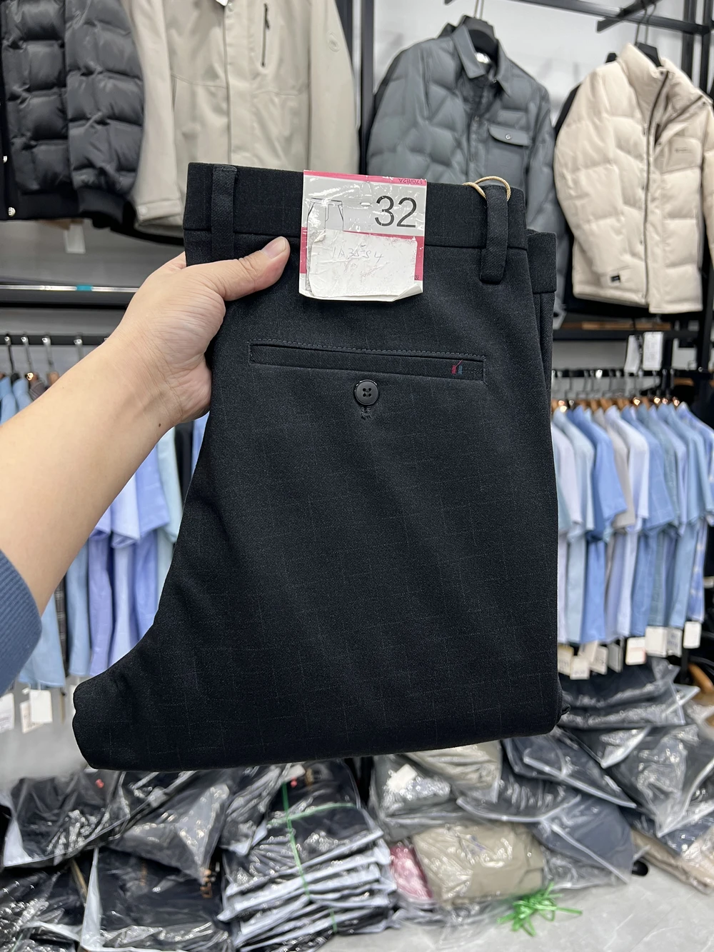 Business Casual Pants for Men Spring Autumn Basic Pattern Hidden Texture Commute Micro Elastic Long Pants Simple Style