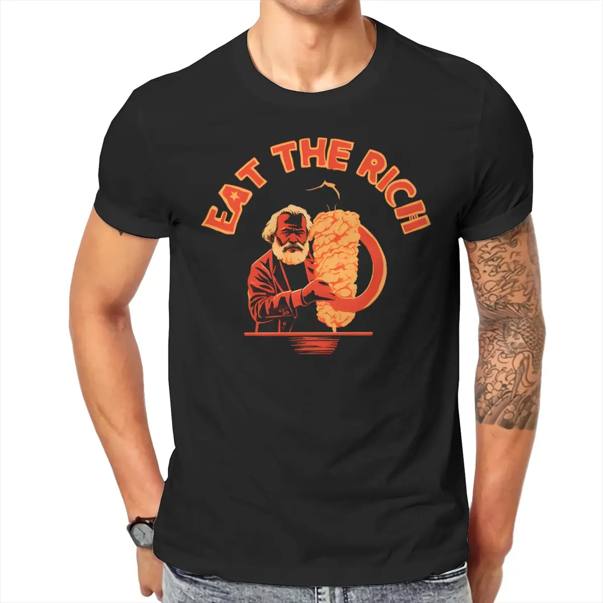 The Great Marx Eat The Rich Doner Kebab Karl Socialist Hasan Piker 2024 TShirt Harajuku High Quality Tshirt O-Neck Men Clothing