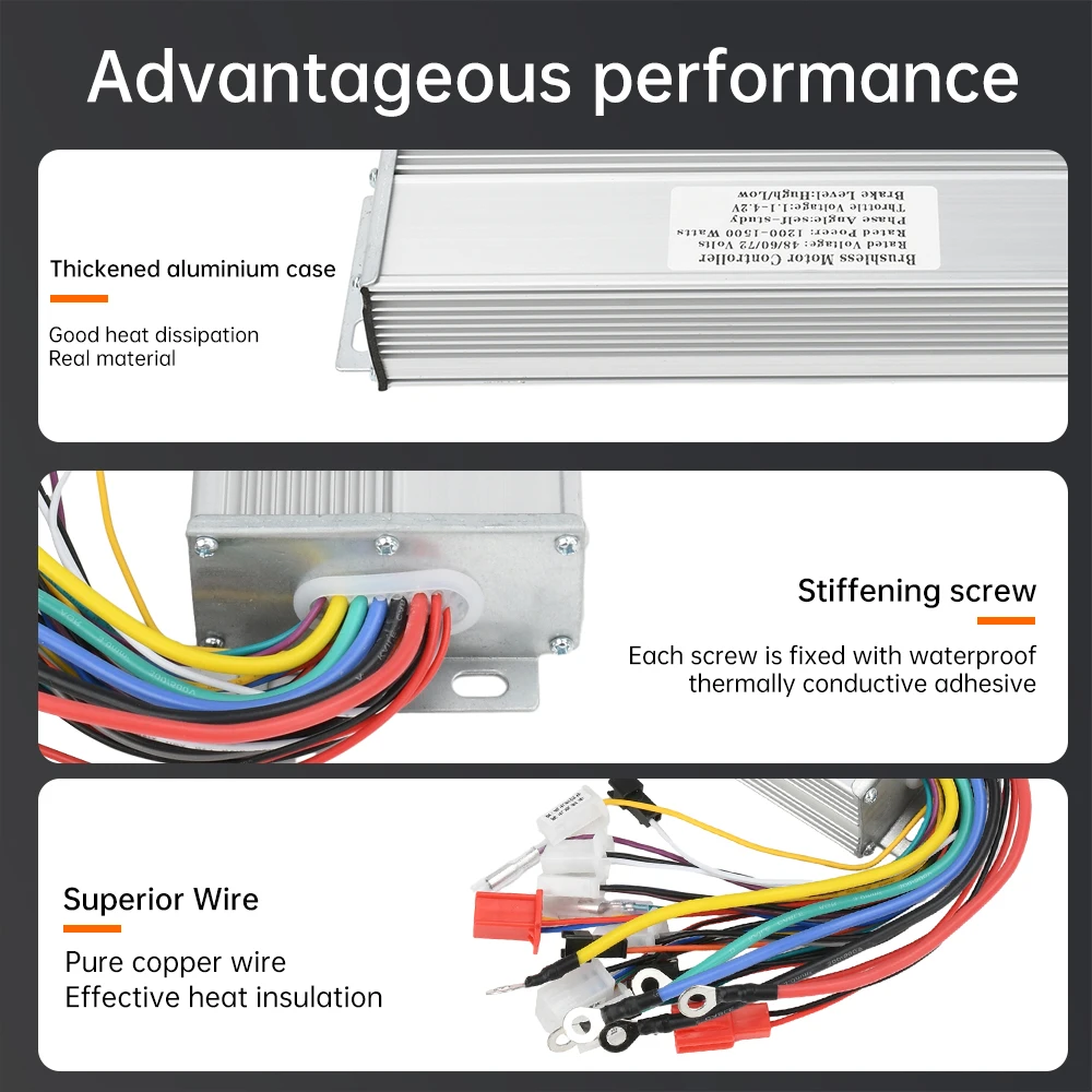 1200W-1500W Universal Intelligent Controller Dual-mode Electric Vehicle Brushless Controller Three-speed Control