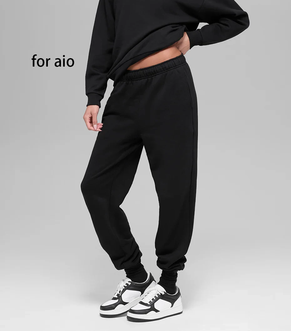 Unisex Straight Leg Sweatpants Pure Cotton Terry Comfortable Casual Sports Long Pants Basic Joggers For aio