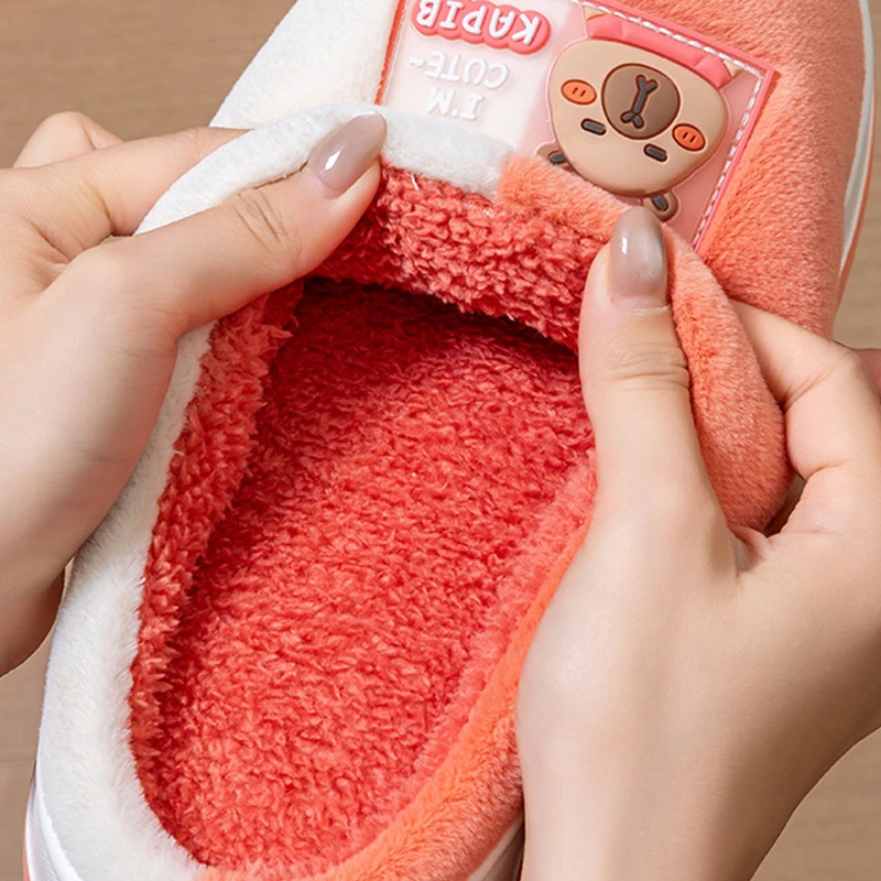 2025 New Cartoon Plush Slippers for Women - Winter Warm Couple House Shoes, Thick Sole Indoor Cotton-Lined Home Slides image 4