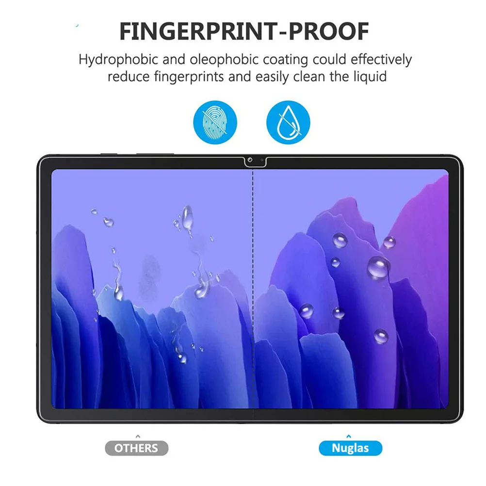 قطعتان من واقي شاشة التبويب الفاخر من الزجاج المقسى لهاتف Galaxy Tab Bubble Free Installation غير لاصق للخدش