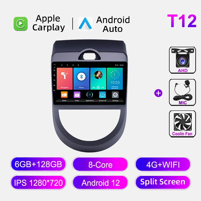 4G Wifi Android Autoradio Voor Kia Soul 2008-2011 Multimedia Videospeler Navigaion Gps Carplay Auto Head Unit Stereo 8 + 128Gb
