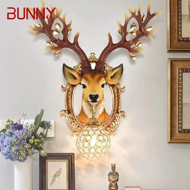 

BUNNY Modern Deer Wall Lamp LED Creative Interior Resin Sconce Light for Home Living Room Corridor Background Decor