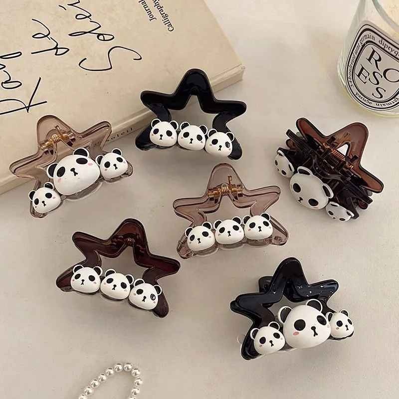 

Korean version cute panda small grab clip female high ponytail hairpin forehead side bangs clip