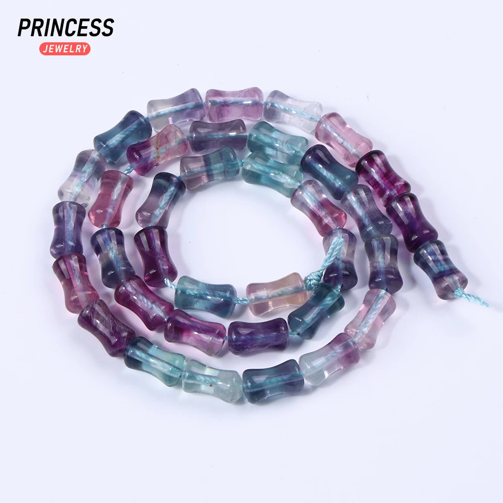 A+ Natural Colorful Fluorite Bamboo Shape Beads for Jewelry Making DIY Bracelet Necklace Accessories