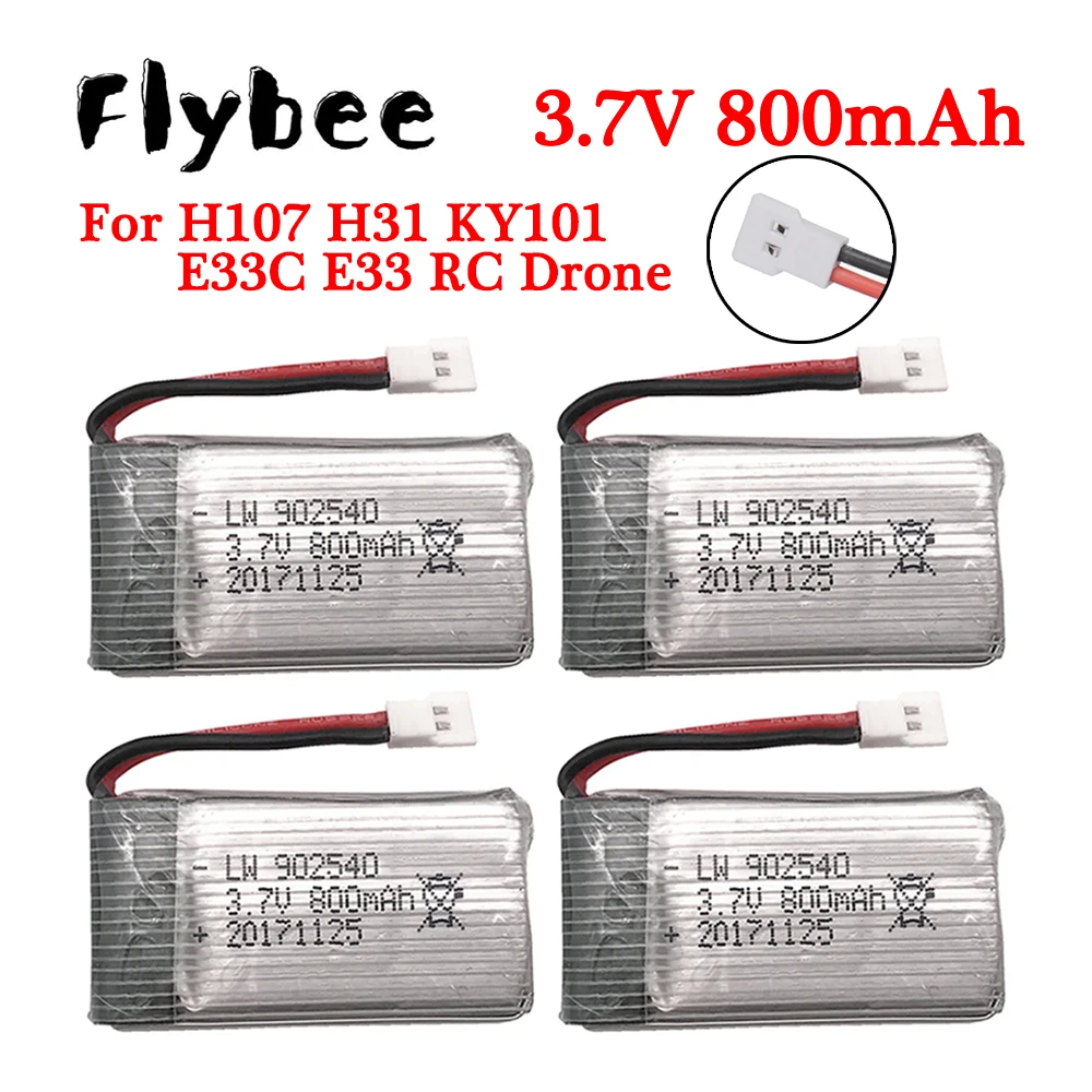H31 Battery 902540 3.7V 800mAh Rechargeable Lipo Battery For H107 H31 KY101 E33C E33 RC Drone Spare Parts 3.7V Battery