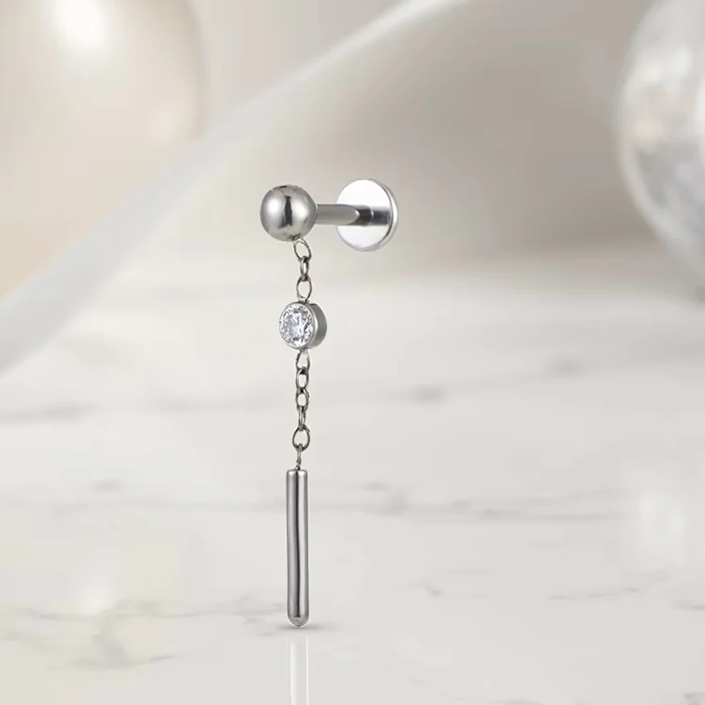 ASTM F136 Titanium Internally Threaded Dangle Labret Ring Ear Lobe Helix Tragus Body Piercing Jewelry