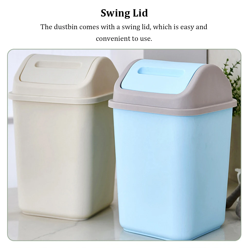 Plastic Swing Lid Bin Home Rubbish Waste Dustbin Large Capacity Kitchen Garbage Basket Container Wastebasket Trash Can