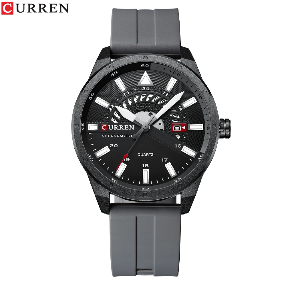 CURREN Mens Watches Top Brand Luxury Quartz Watch Men Fashion Casual Silicone Strap Clock Small Dial Decoration Sport Watch