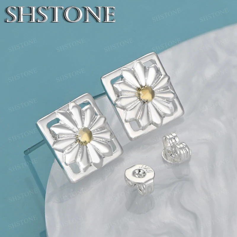 

Charm 925 Sterling Silver Flower Stud Earrings Beautiful Fine Valentine's Day Jewelry Accessories Birthday Gifts Women Party