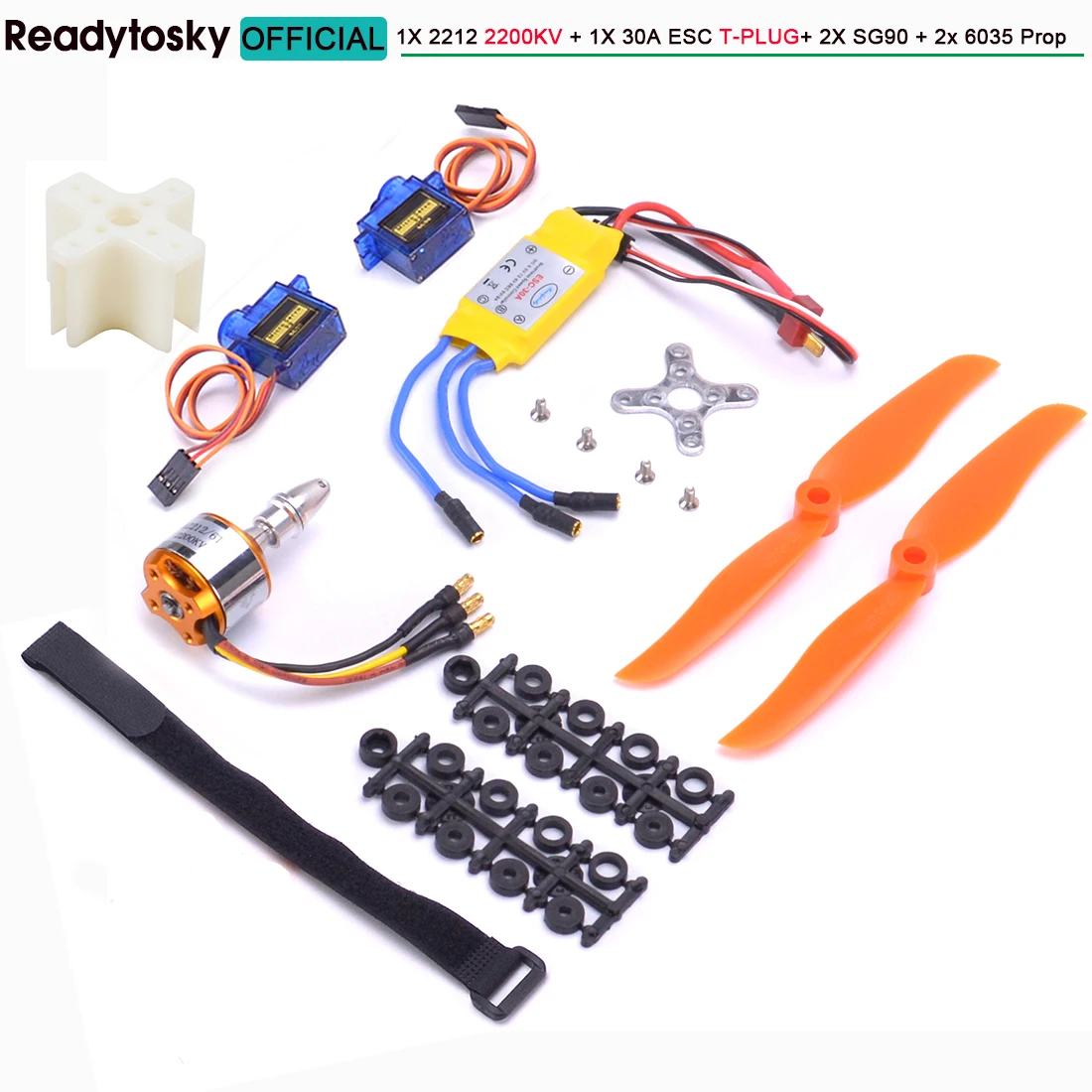 A2212 2212 1400KV 2200KV Bürstenloser Motor 30A ESC SG90 9G Micro Servo 6 Zoll / 8 Zoll Propeller für RC Starrflügelflugzeug Hubschrauber