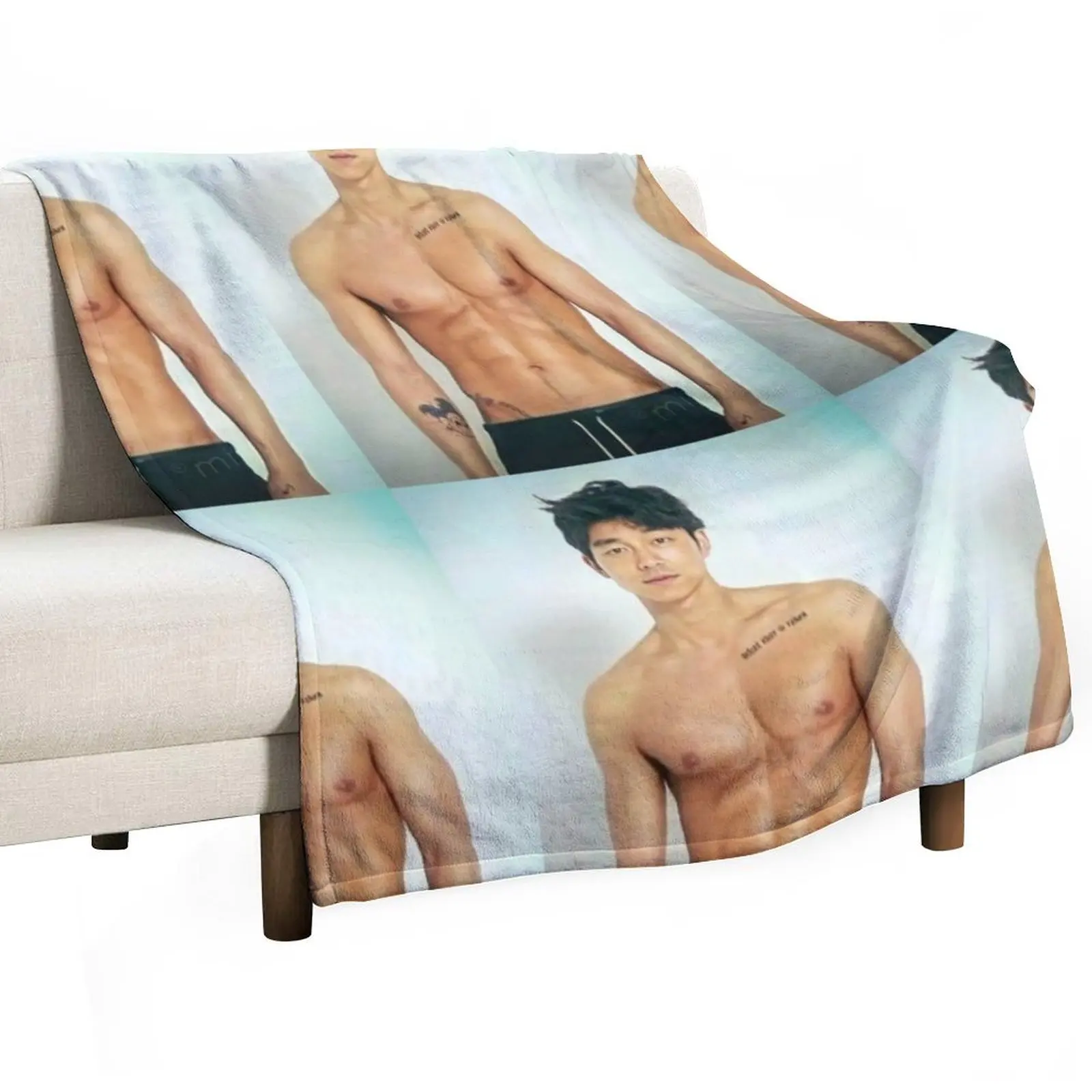 Gong Yoo shirtless Throw Blanket Vintage sofa bed Hair Luxury St Blankets