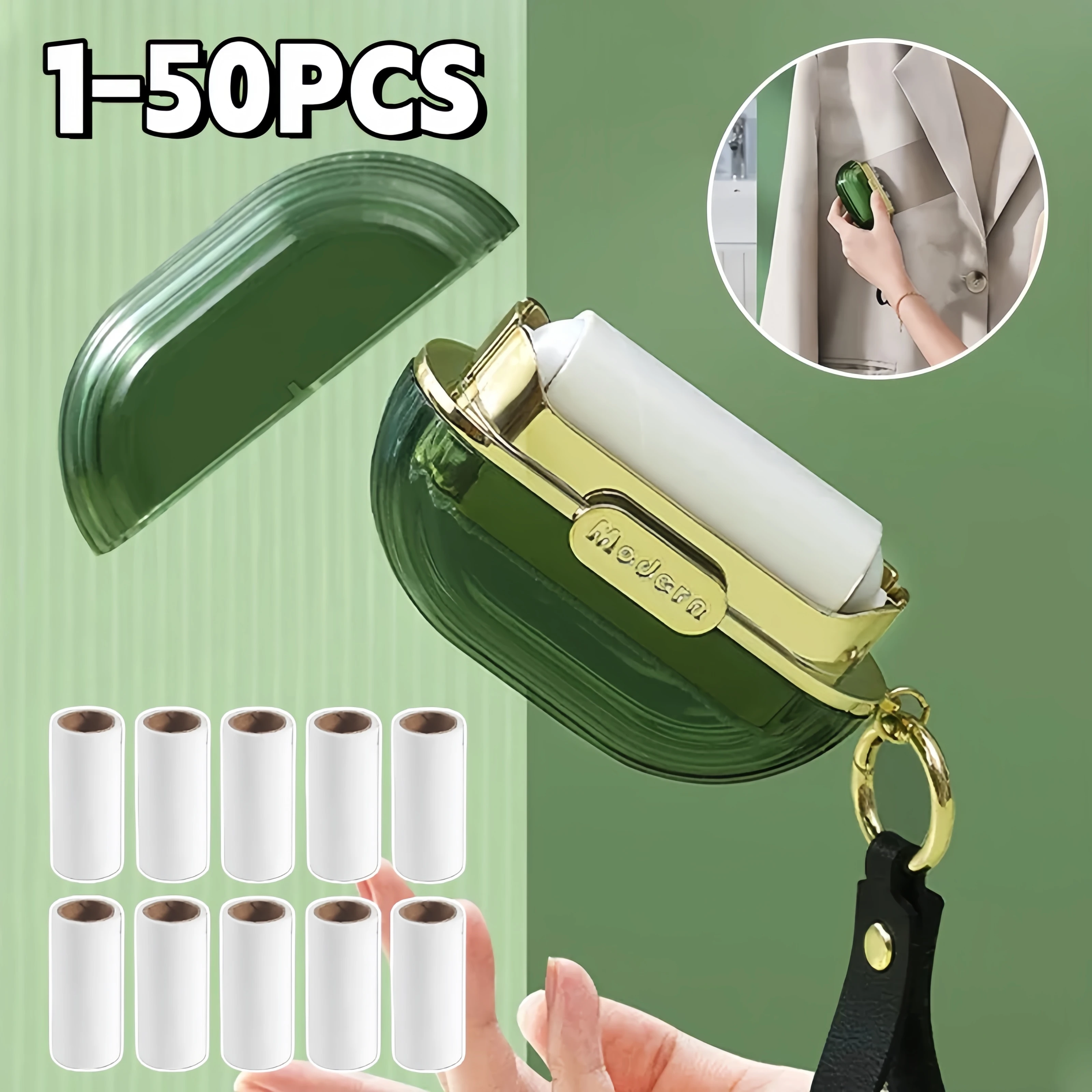 1-50PCS Mini Portable Lint Applicator Roller Can Be Torn To Replace Paper on The Body Stained Clothes Hair Removal Device