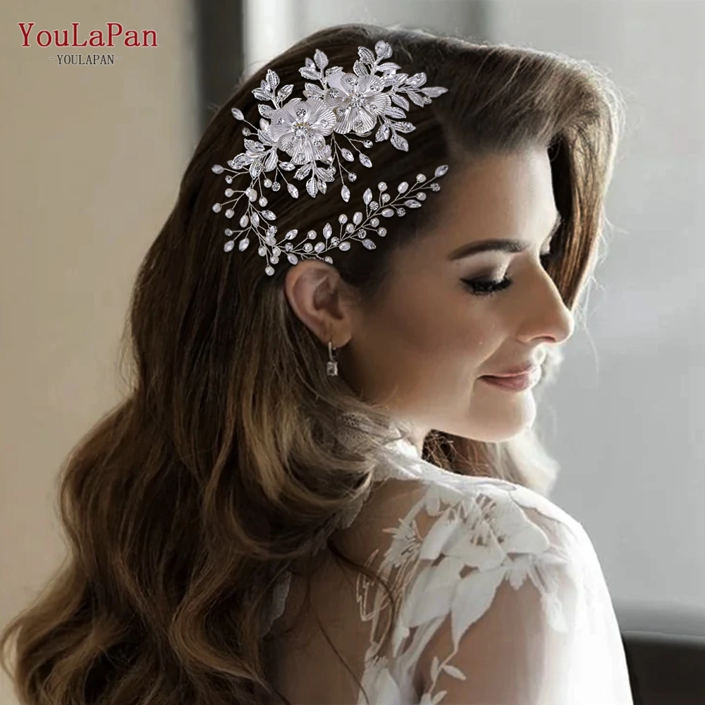 YouLaPan, elegante diadema de boda con peine, perlas hechas a mano, tocado de novia, tocado de mujer para niñas, joyería para el cabello nupcial, Tiara HP511