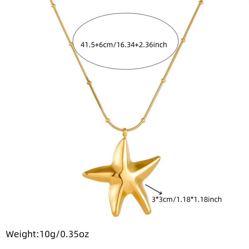 DIEYURO 316L Stainless Steel Gold Color Starfish Necklace For Womens 2024 New Fashion Exquisite Sea Star Neck Chain Jewelry Gift image 2