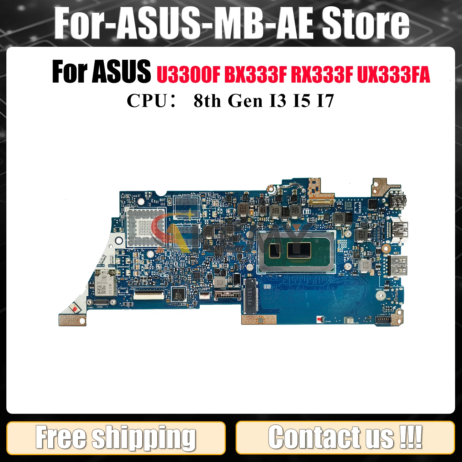 

UX333FA Laptop Motherboard For ASUS ZenBook BX333F UX333FN U3300F UX333FA UX333F RX333F Notebook Mainboard With I3 I5 I7 CPU stk